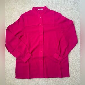 Vintage NWOT Romancier magenta chiffon-like blouse, western, coquette, boho Sz 9